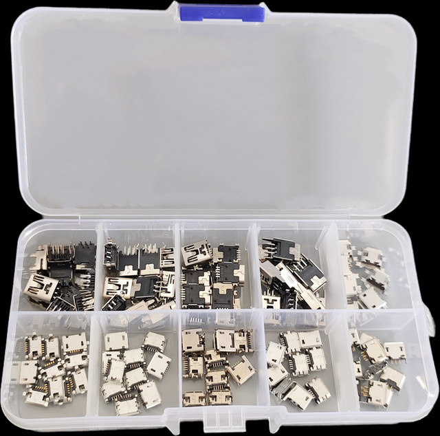 ZSDZFYLLK 50 Stück Micro USB Stecker Set, Weibliche Mini USB Lötan Anschlüsse für SMD und DIP, Farbe: Silber - Bild 1