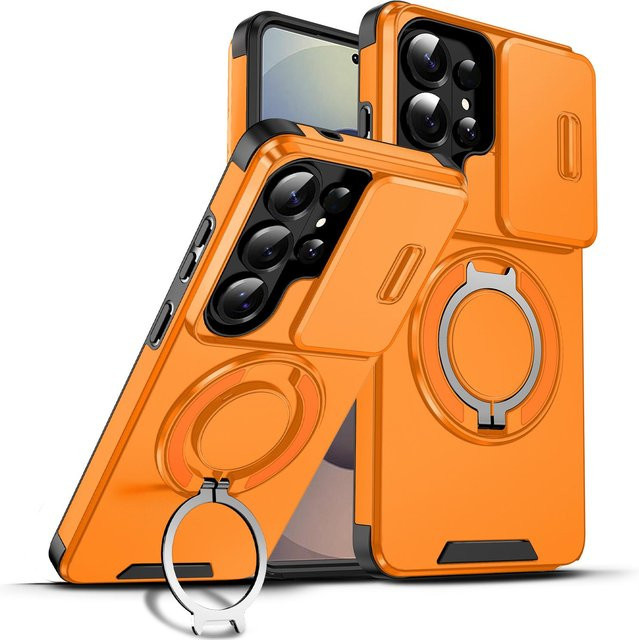 Samsung Galaxy S26 Ultra S26 Plus Hülle Heavy Duty mit Ring Auto Halterung und Magnetischem Ständer in Orange - Bild 1