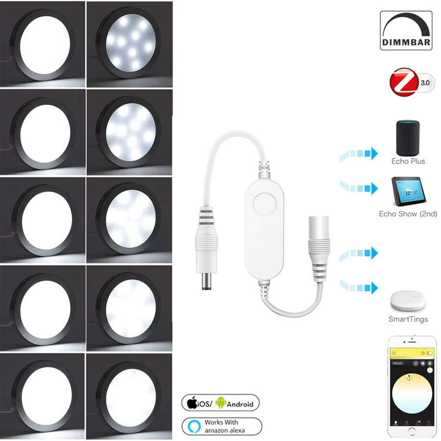YSRSAI Runde Zigbee Schranklampe in Weiß mit Tuya App- und Sprachsteuerung für Alexa und Google Assistant, dimmbar und mit Timer, LED Unterbauleuchte für Küche und Möbel - Bild 2