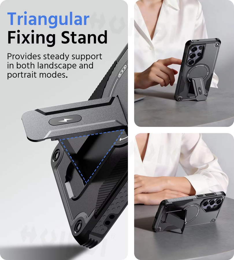 Magnetische Schutzhülle für Samsung S26 Ultra 5G, S26 Plus und S26 in Schwarz mit Aufstellfunktion und stoßfestem Design - Bild 4
