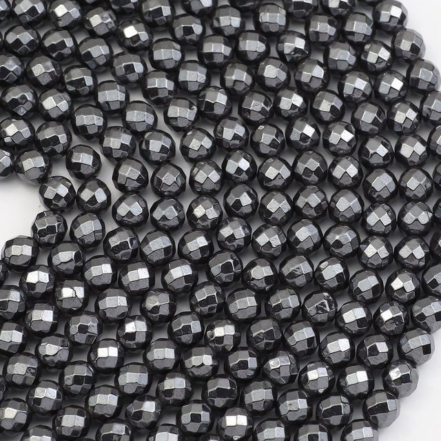 JHNBY Hämatit-Steinperle, schwarz, facettiert, rund, 2-10 mm - Bild 1