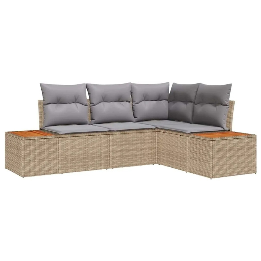 vidaXL Gartensofa-Set in L-Form aus Polyrattan mit Kissen in Beige und Grau - Bild 2