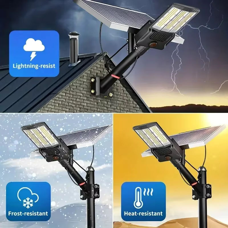 YQCHEZI Solar-Straßenlaterne für den Außenbereich, 8000 W Solar-Flutlicht in Schwarz, moderne Solarlampe mit Dämmerungssensor für Parkplätze, Gärten und Straßen - Bild 2
