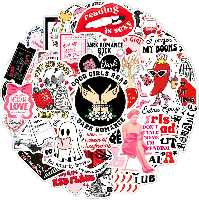 Dark Romance Cartoon Aufkleber Set in Pink und Multicolour für Scrapbooking und Dekoration - Bild 1