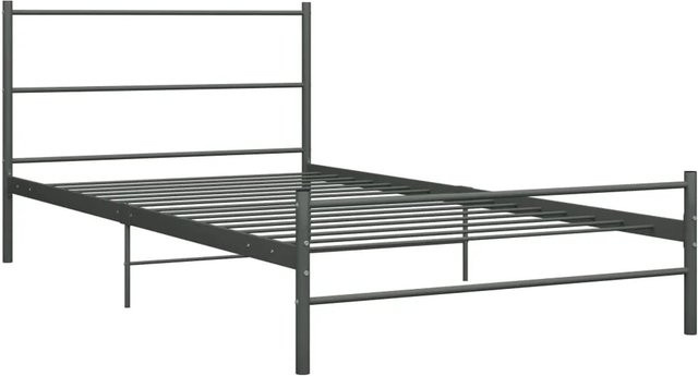 vidaXL Bettgestell aus Metall in Grau mit festem Lattenrost B/T/H: 90 x 200 x 103 cm - Bild 1