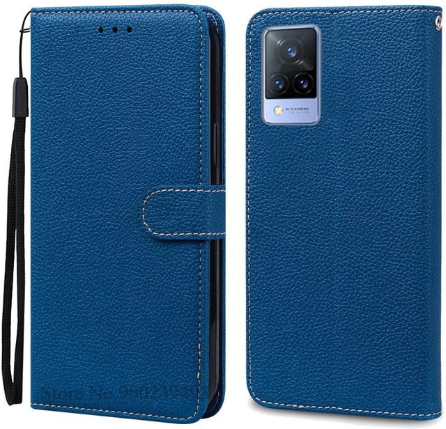 Silikon Wallet Flip Handyhülle für Vivo V21 4G und 5G in Navy Blau - Bild 1