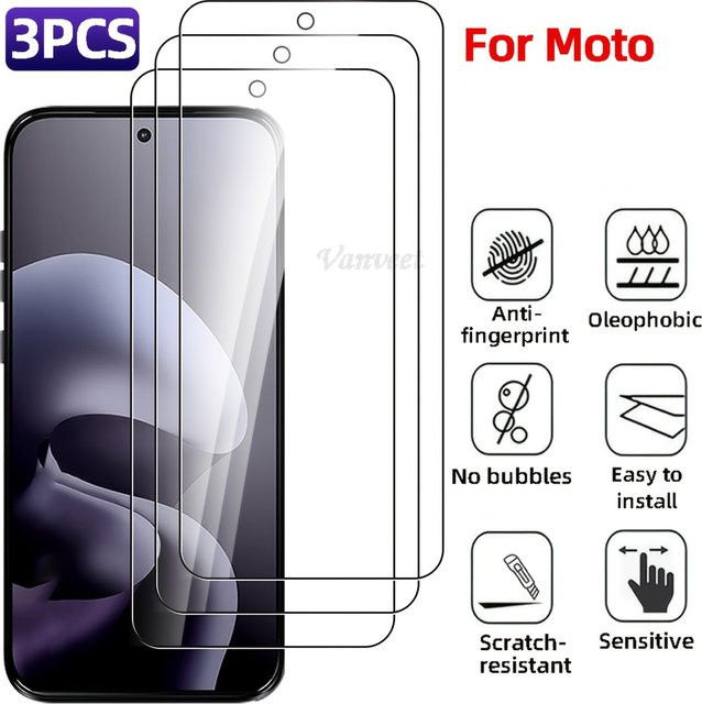 3er-Set gehärtete Glas Schutzfolien für Motorola Moto G54 G75 G84 G17 G15 in Transparent mit Anti-Fingerprint-Beschichtung - Bild 1