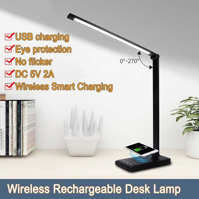 DOUWENXI LED USB-Ladelampe in Schwarz mit Touch-Bedienung, klappbar und wiederaufladbar für Home Office und Schlafzimmer - Bild 1