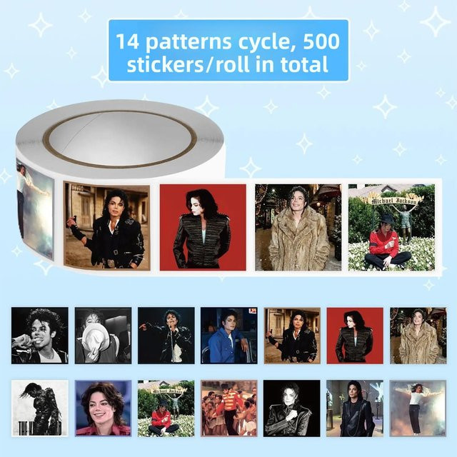 500 Blatt Michael Jackson Superstar Film-Aufkleber mit 14 Designs in Multicolour für Schreibtischbedarf - Bild 1
