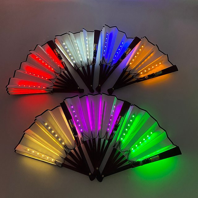 YEAHUI EL LED Handventilator 10 Zoll mit 7 Farben zur Auswahl, faltbarer Leuchtventilator für Partys und Clubs, Durchmesser: 25,4 cm - Bild 1