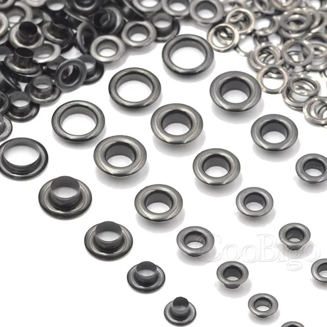 100 Sets Metallösen Ring Kit in Schwarz für Kleidung, Lederhandwerk und Schuhreparatur - Bild 1