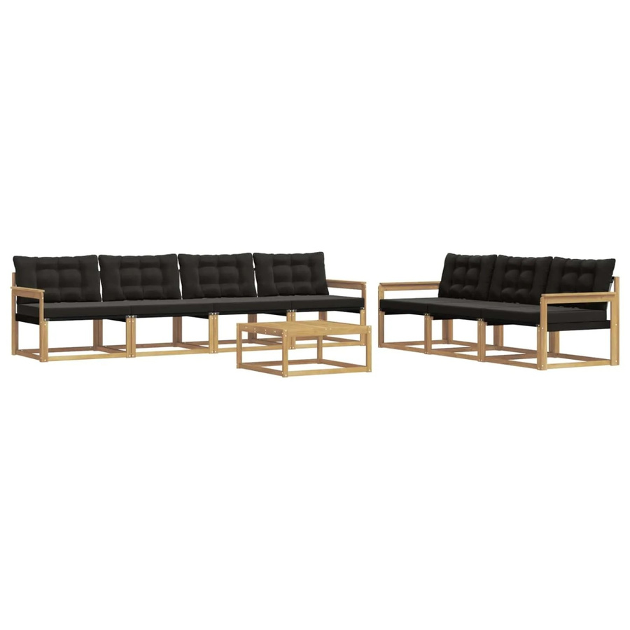 vidaXL Outdoor-Sofagarnitur 8-teilig aus Akazienholz und Textilene in Weiß-Schwarz - Bild 2