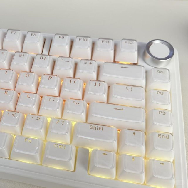FSWHBY Jello Crystal PC-Tastenkappen Set mit 136 Tasten, Weiß und Transparent, ASA-Profil für MX Switches Gaming-Tastaturen - Bild 1