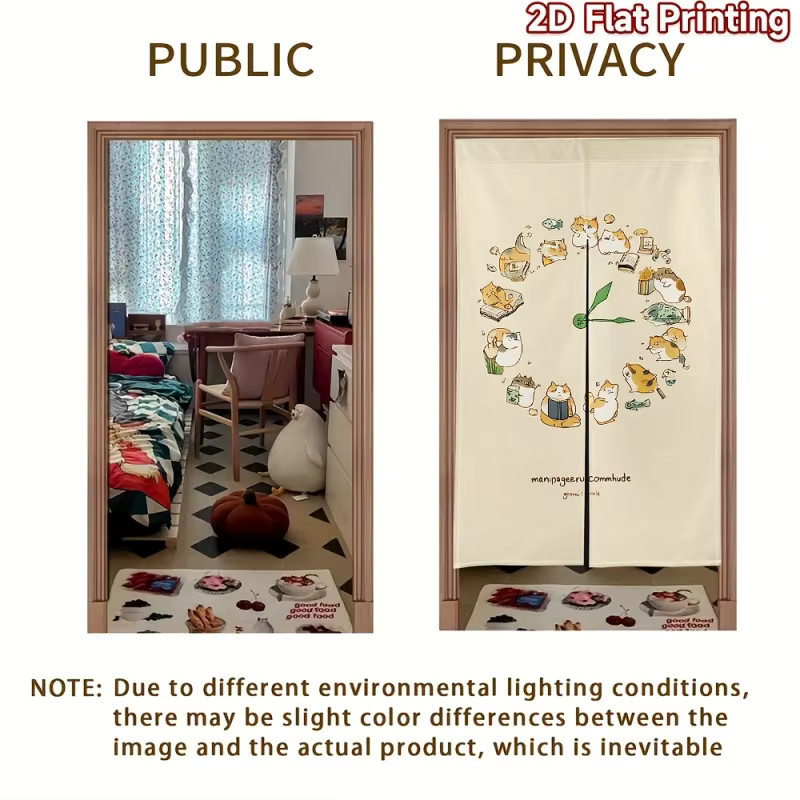 VIKAMA Kreativer Türvorhang mit Katzenuhr-Muster in Beige als Sichtschutz für Küche, Esszimmer oder Flur - Bild 3