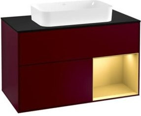 V&B Waschtischunterschrank Finion mit Abdeckplatte in Peony Matt und Regalelement in Gold Matt, B: 100 cm, T: 50,1 cm - Bild 1