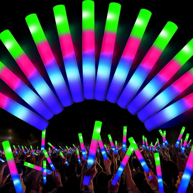 KePaQi Leuchtende Schaumstoff-Leuchtstoffstäbe in Multicolour mit 3 Blitzmodi für Partys und Events - Bild 2