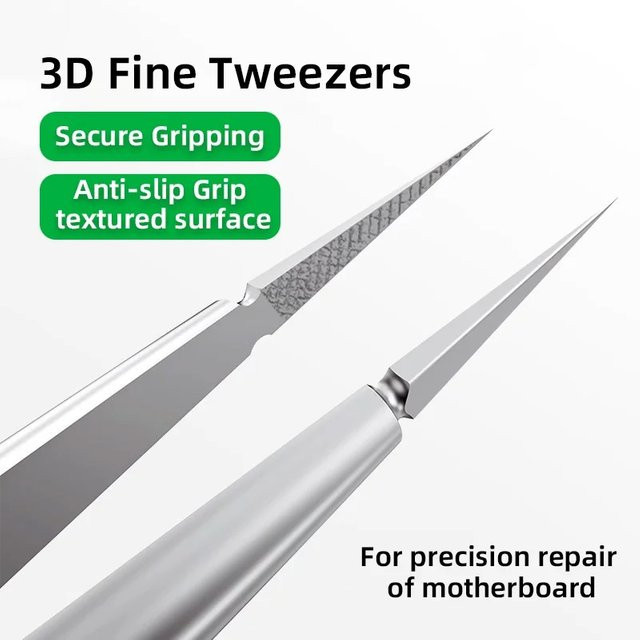 2UUL 3D-X Pinzette TW02 in Silber, rutschfeste Klemme und korrosionsbeständiges Präzisionswerkzeug für die mobile-Telefon-PCB-BGA-Reparatur - Bild 1