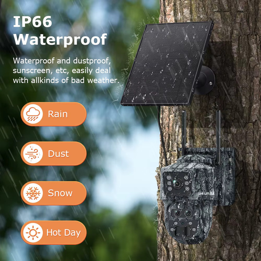 SHIWOJIA Solar-Überwachungskamera mit 12MP 4K Auflösung, 15X Zoom, Dual-Screen, 4G SIM und WLAN, Weiß - Bild 3