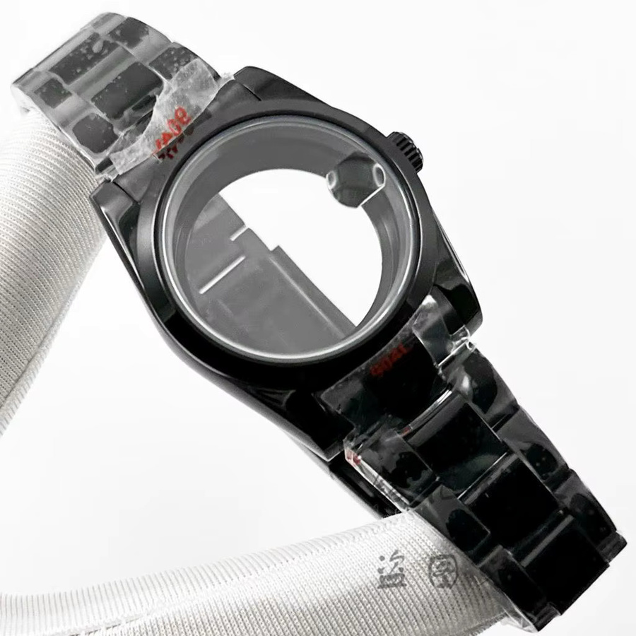 LIYAN Uhrengehäuse Edelstahl, Schwarz, Saphirglas, 36mm/40mm, Unisex - Bild 2