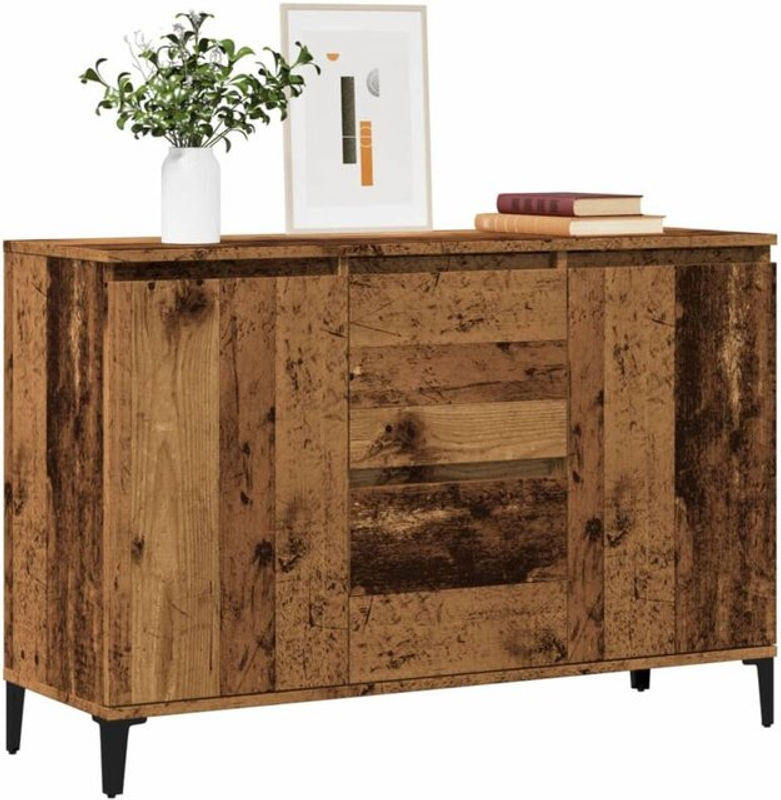 Sideboard vidaxl in Altholz-Optik und Industrial-Design, Braun, Holzwerkstoff und Metall, B/T/H: 102 x 35 x 70 cm - Bild 1