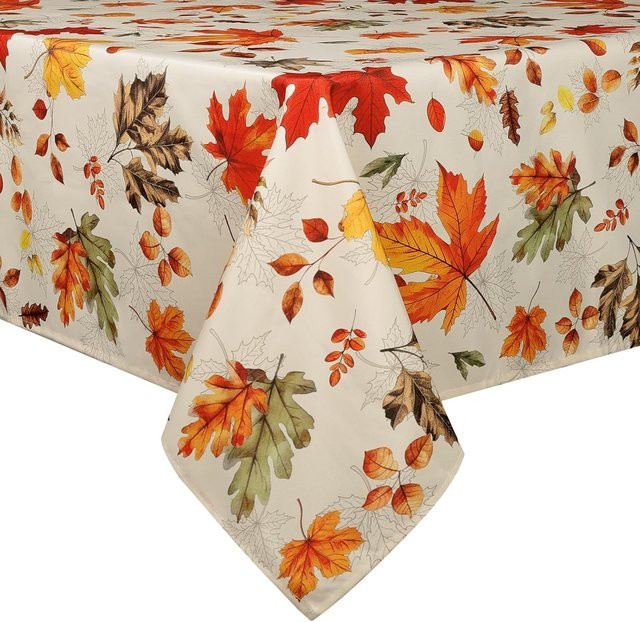 Wasserdichte rechteckige Tischdecke mit Herbst-Ahornblatt-Design von JMG Household Supplies, Farbe: Beige, B/T: 140 x 180 cm - Bild 1