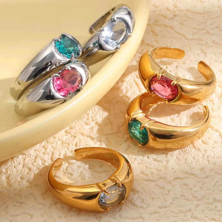 MamacitaSlay Edelstahlring, 18K vergoldet, bunte Zirkonia, Damen - Bild 2