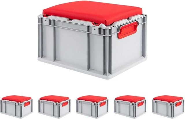 PROREGAL SparSet 6 x Eurobox NextGen Seat Box Rot, Kunststoff, H x B x T: 26,5 x 30 x 40 cm - Bild 1
