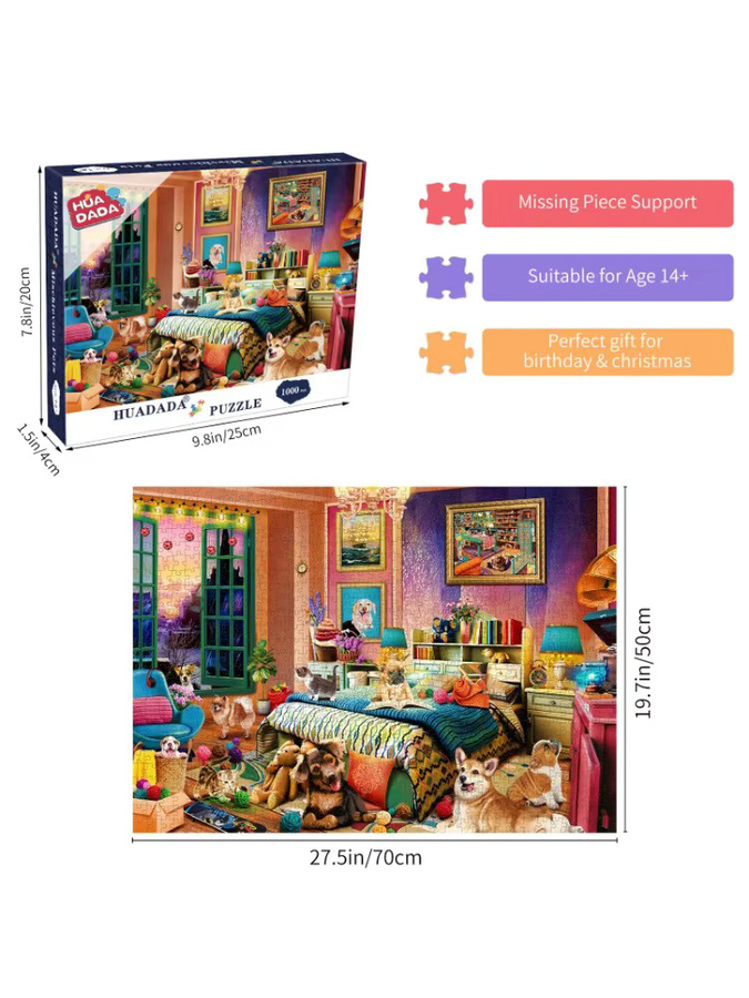 MaxRenard Hunde im Schlafzimmer, Puzzle, 1.000 Teile, ab 14 Jahren - Bild 6