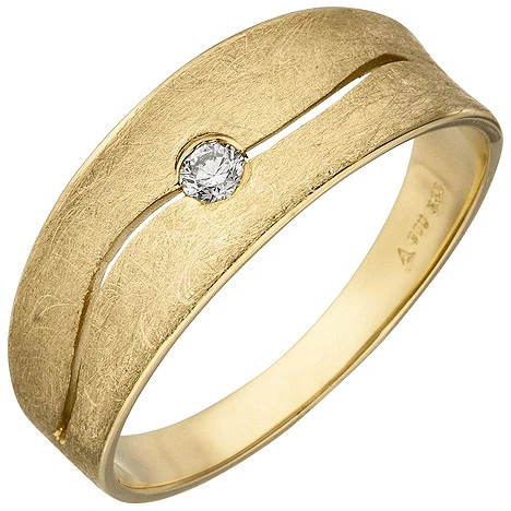 Colfem Ring 585 Gelbgold, eismatt, Diamant, Brillant, Damen, Ringgröße 56 - Bild 1