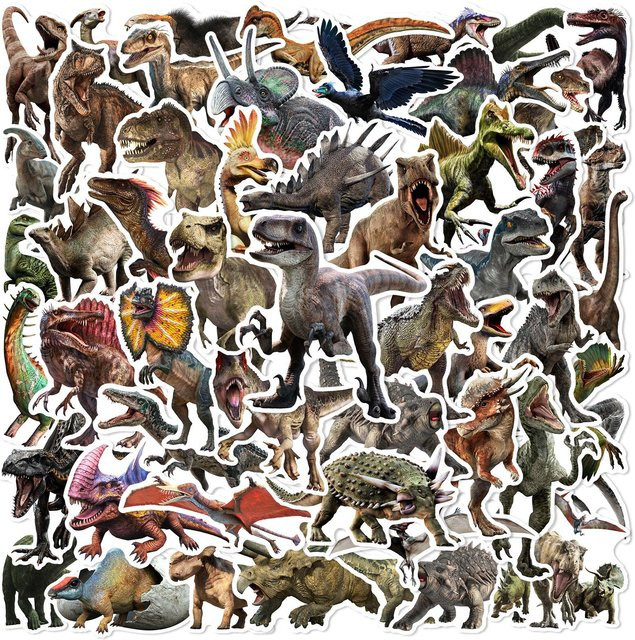 50 Stück GOGOTU Cartoon Jurassic Dinosaurier Aufkleber in Multicolour zur Dekoration von Laptop, Handy und Notizbuch - Bild 1
