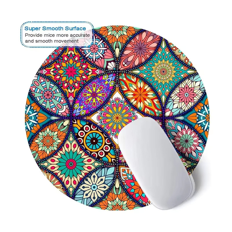 Rundes Mandala-Mauspad von FTBTOC in Multicolour mit rutschfester Gummibasis und genähtem Rand, wasserdicht, Durchmesser: 22,86 cm - Bild 2