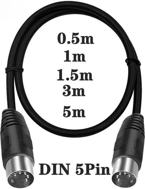 BSN MIDI DIN 5-Pin Stecker auf Stecker Audio Verlängerungskabel in Schwarz - Bild 1