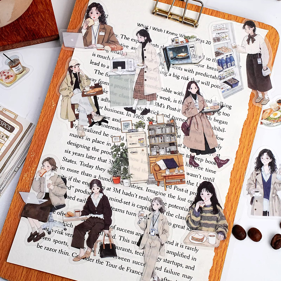 Etori Life Energy Breakfast Aufkleber im koreanischen Stil mit Arbeitsmädchen-Frühstücksmuster, Multicolor, Papier - Bild 4