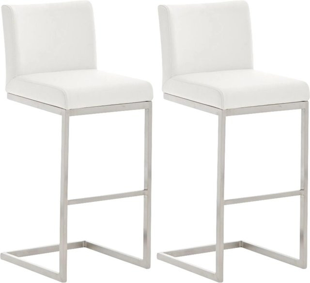2er Set DELUKE COBAS Barhocker aus Kunstleder in Weiß mit Lehne, B/T/H: 42 x 48 x 104 cm - Bild 1