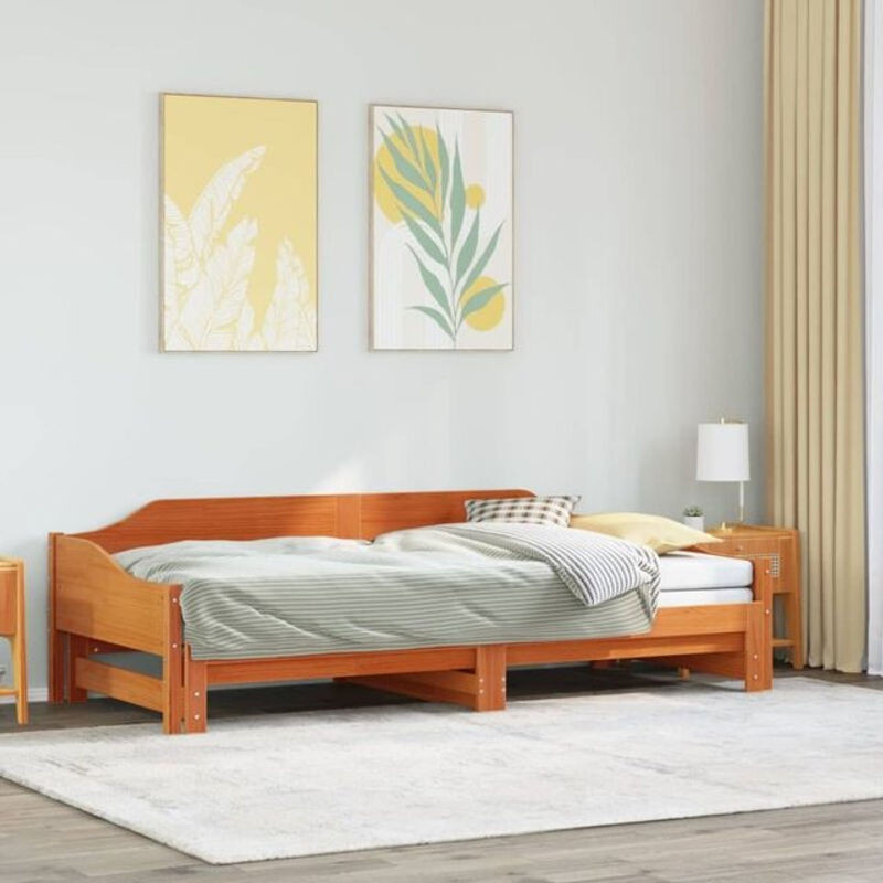 Ausziehbares Tagesbett aus Massivholz Kiefer von Vidaxl in Braun, B/T/H: 80 x 200 cm - Bild 1