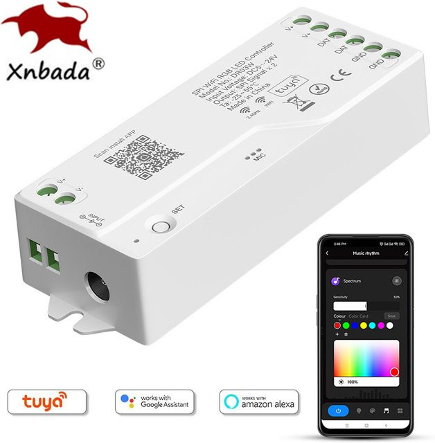 Tuya WiFi RGBIC LED Controller für WS2811 WS2812B WS2814 WS2815 SK6812-RGBW 5050 LED Streifen kompatibel mit Google Home und Alexa - Bild 1