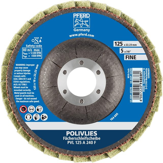 PFERD Vlieswerkzeug PVL 125 mm für Winkelschleifer, Körnung 240, Blau/Mehrfarbig - Bild 1
