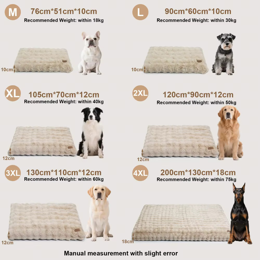 BORWART Ultra-Plüsch Hundebett aus Mikrofaser in Beige mit abnehmbarem Bezug - Bild 7