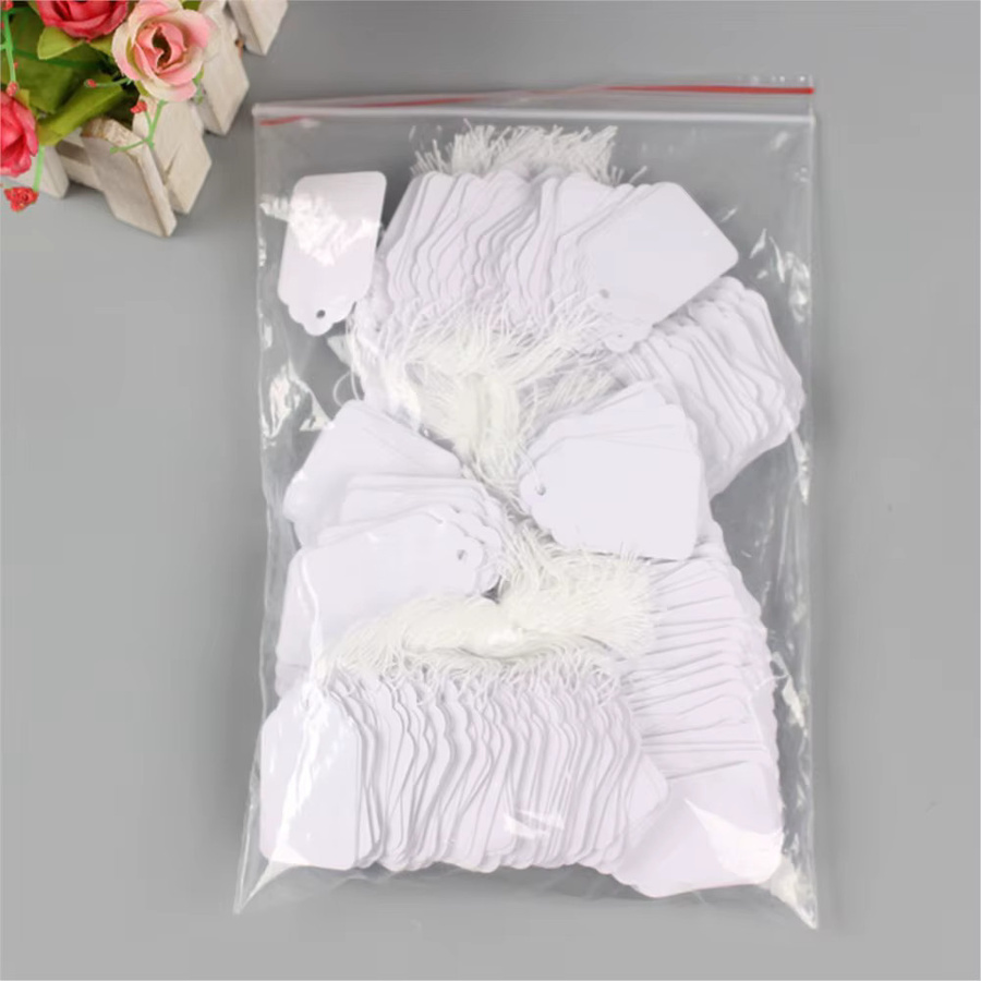 100 Stück Preisschilder mit Schnur in Weiß aus Papier für Schmuck und Kleidung - Bild 3