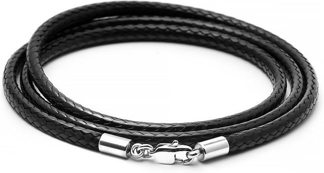 Zhiku Halskette Lederseil, Edelstahl, Schwarz, 60 cm, Unisex - Bild 1