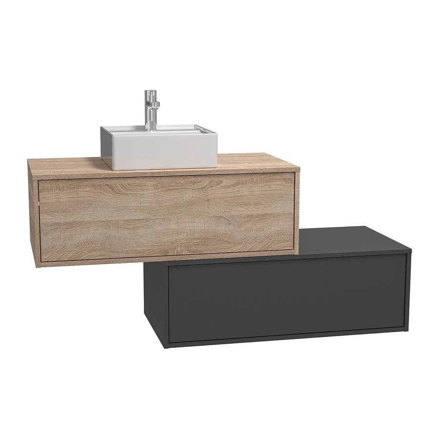 Vente-unique Einzelwaschtisch Teana in Anthrazitgrau und Naturfarben Hell, Breite: 94 cm - Bild 2