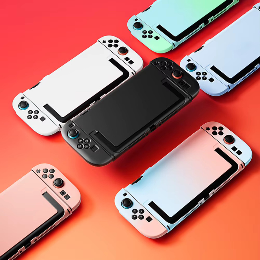 Bunte Schutzhülle für Nintendo Switch 2 Controller mit integriertem Ständer, stoßfest und kratzfest, Multicolor und Weiß - Bild 1
