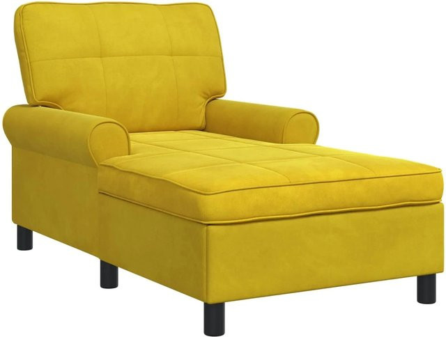 vidaXL Lounge-Liege mit Kissen in Gelb aus Samt, B/T/H: 157 x 91 x 91 cm - Bild 1