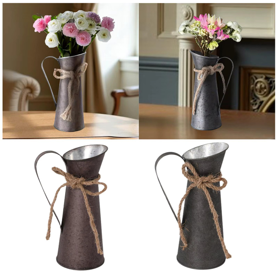 Kesoto Milchkrug-Vase im Retro-Stil aus Metall in Braun - Bild 6