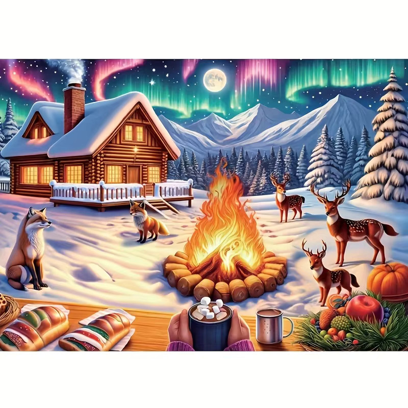 MaxRenard Winterlagerfeuer-Motiv Puzzle, 1000 Teile, ab 14 Jahren - Bild 3
