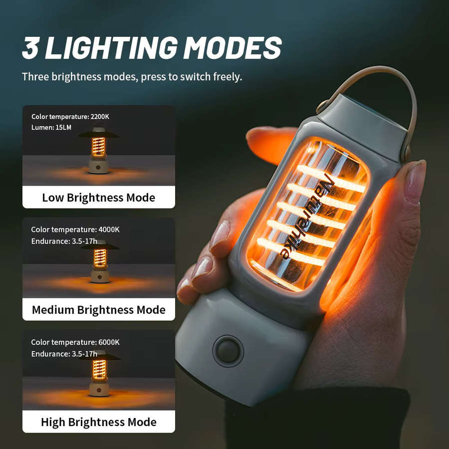 Naturehike Camping-Minilampe IPX4 wasserdicht, wiederaufladbare Outdoor-Zeltlampe mit Touch-Bedienung in Weiß - Bild 4