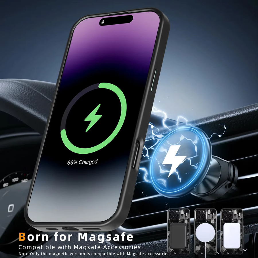 Stoßfeste MagSafe Kohlefaser-Handyhülle für Apple iPhone 11 bis 16 Pro Max Plus in Schwarz und Blau - Bild 4