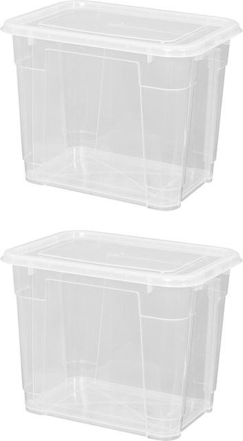 W5 Boxen mit Deckel transparent aus Kunststoff, stapelbar, B/T/H: 40,0 x 30,0 x 29,0 cm - Bild 1