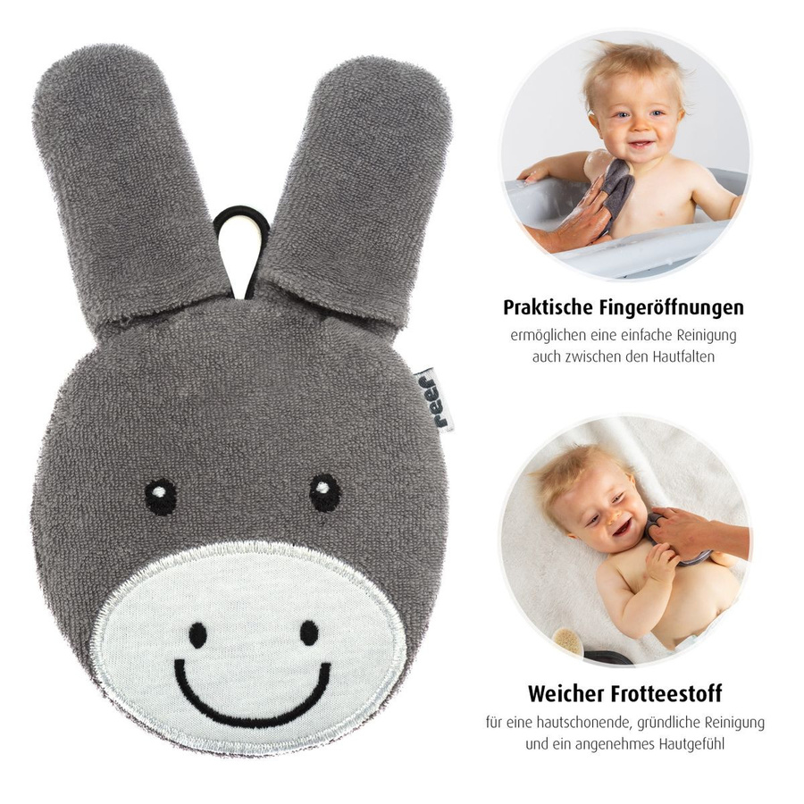 Reer BabyCare Waschpad Esel aus Baumwolle in Grau, waschbar - Bild 2