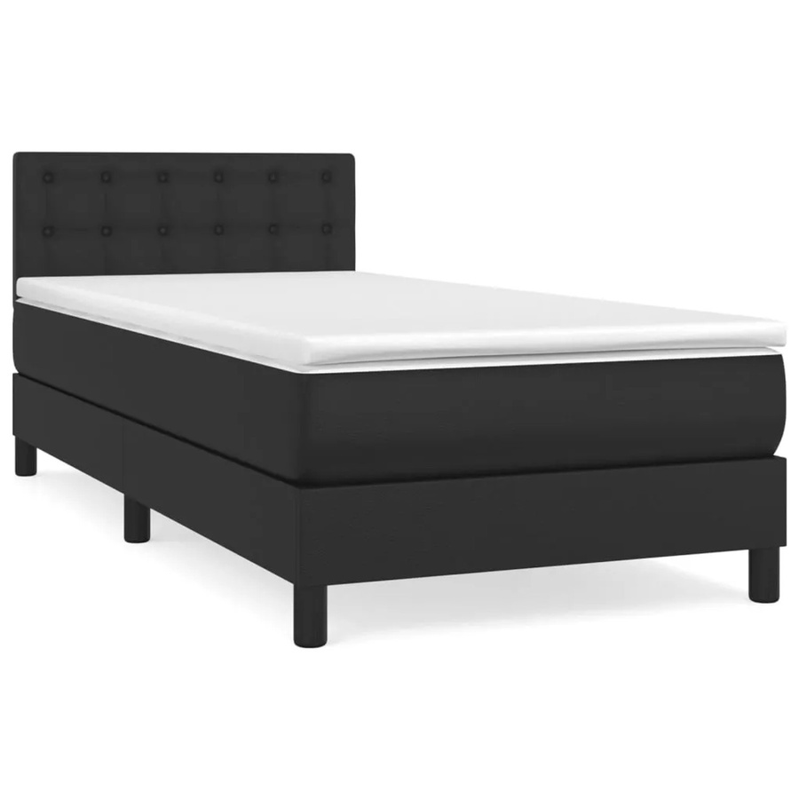 vidaXL Boxspringbett Hybrid mit Matratze Schwarz Kunstleder B/T/H: 100 x 200 cm - Bild 2